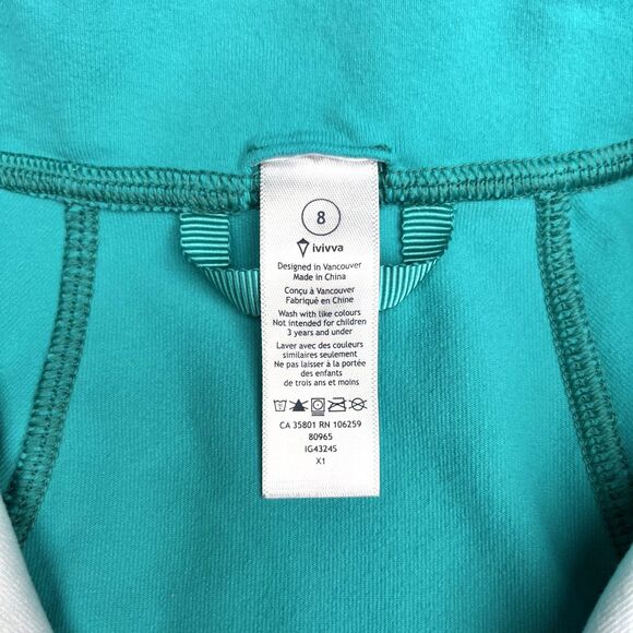Ivivva by Lululemon Perfect Your Practice Full Zip Jacket Sz 8 -Girl M Turquoise - Picture 2 of 9